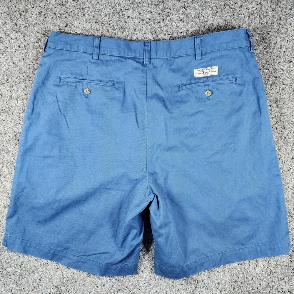 Polo Ralph Lauren Tyler Shorts Mens 38 Blue Pleated Chino Cotton Excellent